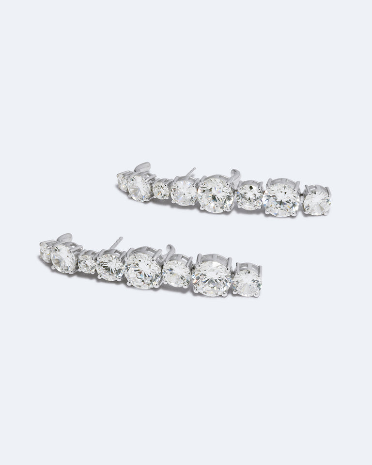 Inflection - Boucles d'Oreilles Grimpantes en Zircone et Argent Recyclé