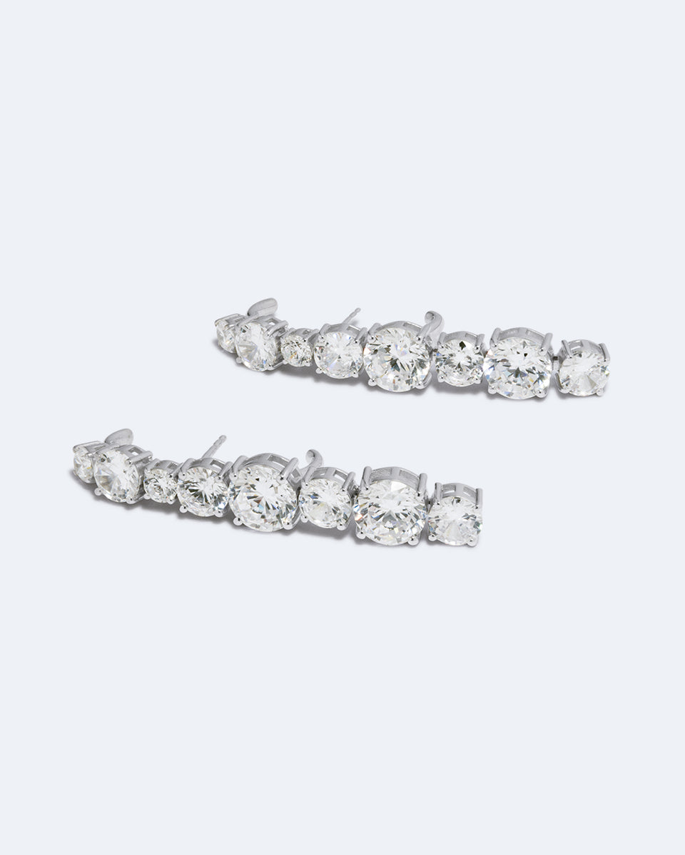 Inflection - Zirconia and Recycled Silver Ear Climbers