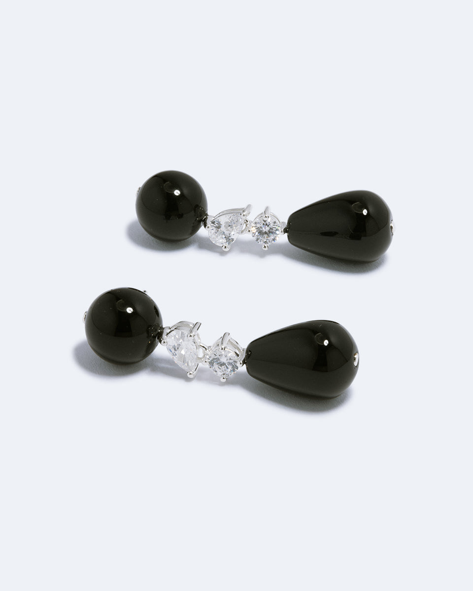 Tarn - Boucles d'oreilles en argent recyclé avec onyx noir et oxydes de zirconium