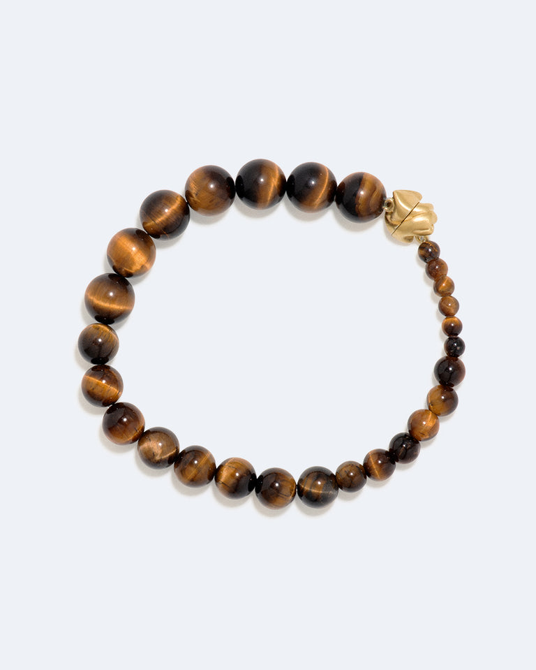Tidelands - Bracelet œil de tigre et vermeil en or recyclé