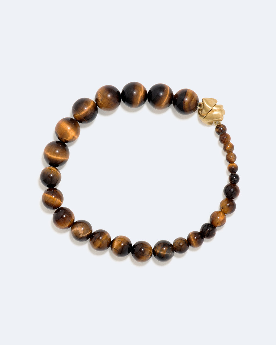 Tidelands - Bracelet œil de tigre et vermeil en or recyclé