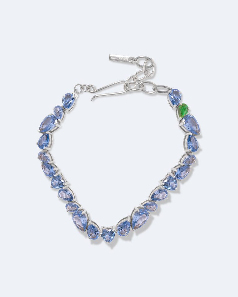 Bolt from the Blue - Emerald Zirconia and Synthetic Blue Spinel Recycled Silver Bracelet
