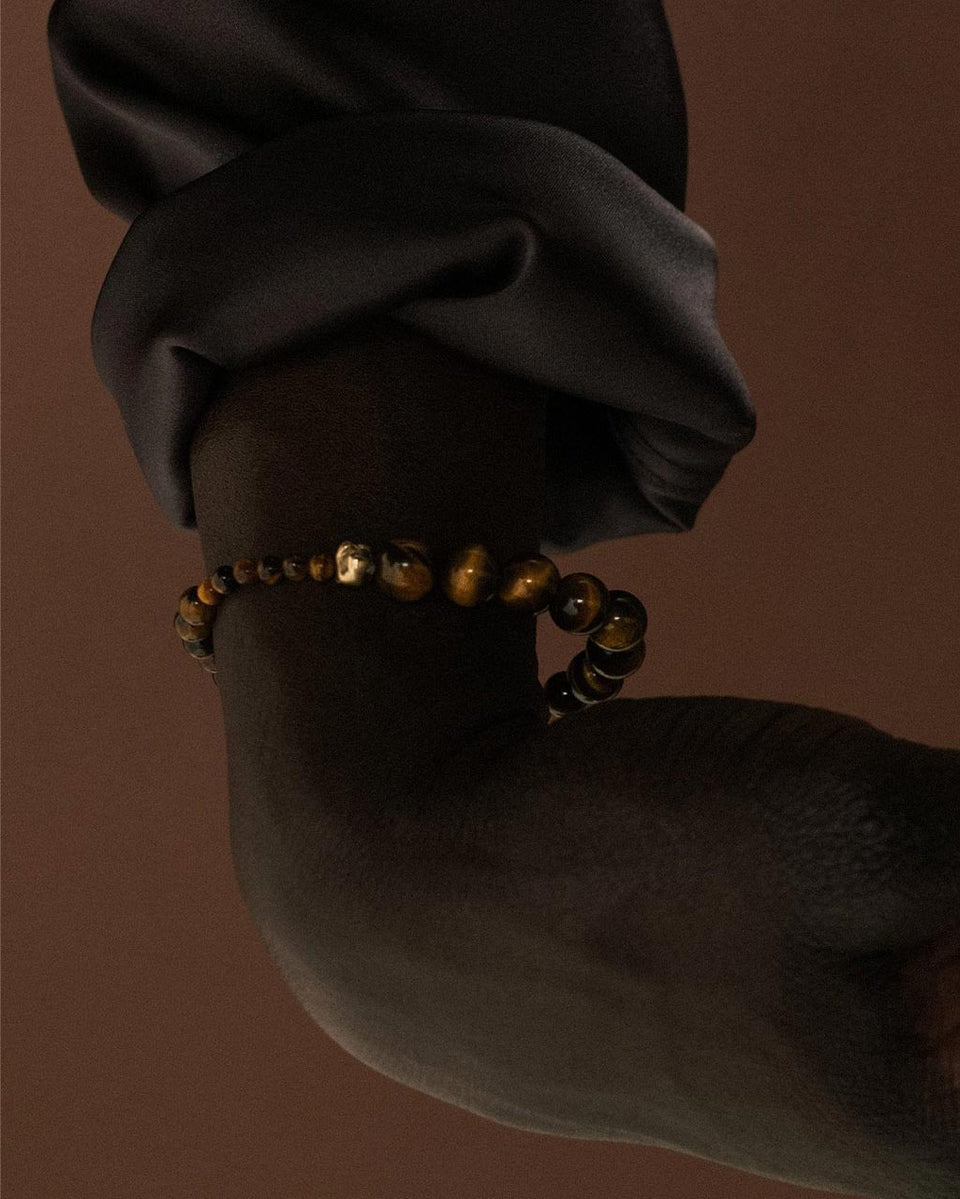Tidelands - Bracelet œil de tigre et vermeil en or recyclé