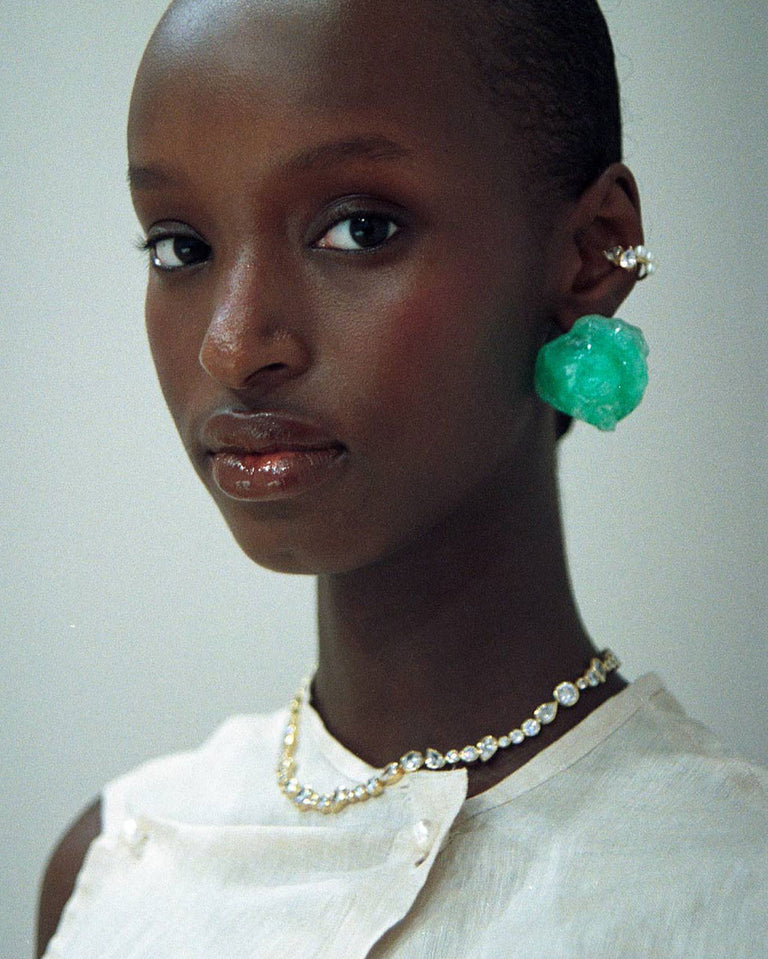 Rembourrage - Boucles d'oreilles en bioplastique à bulles vert et vermeil doré