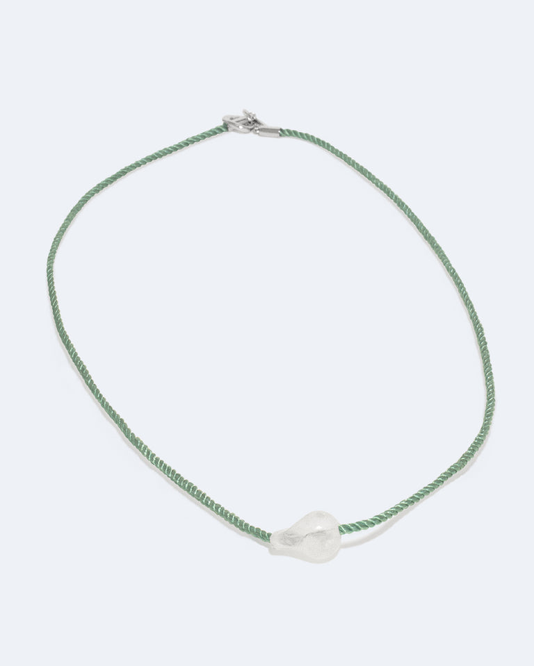 H57 - Bio Resin and Green Cord Recycled Silver Necklace