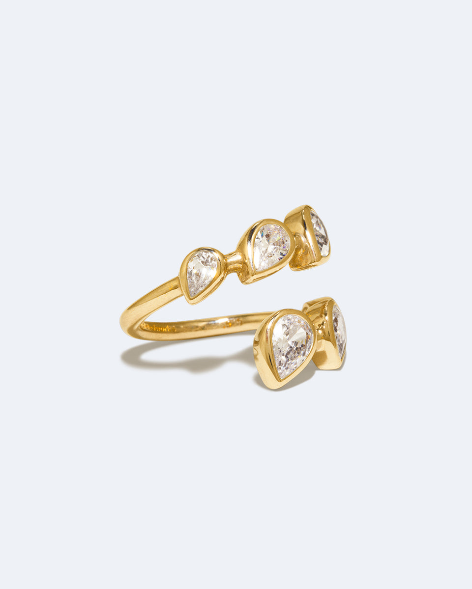 Bague Arc en vermeil d'or recyclé et de zircone