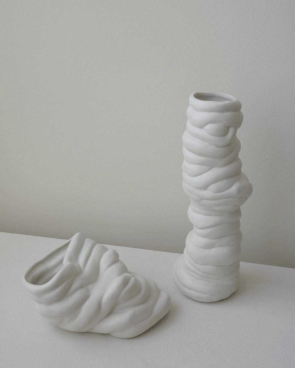 Ne vous avachissez pas ! - Vase moyen blanc mat