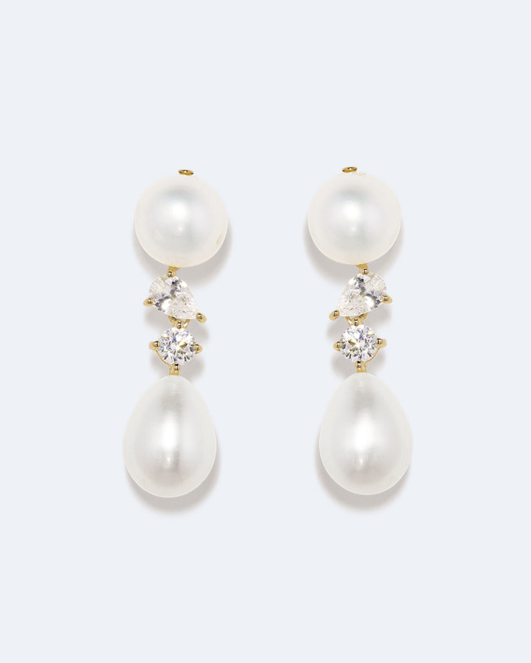 Tarn - Boucles d'oreilles en Vermeil Or Recyclé Perle et Zircone