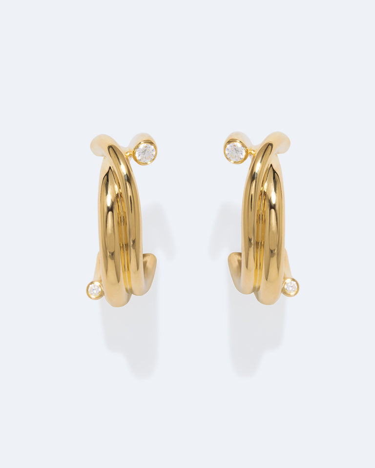 R2201 - Boucles d'oreilles en Zirconium et Vermeil en Or Recyclé