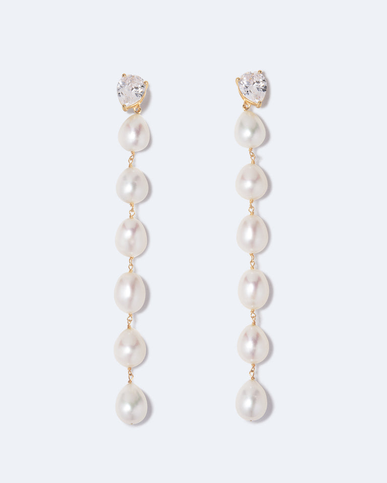 P233 - Boucles d'oreilles en Vermeil Or, Perle et Zircone Recyclés