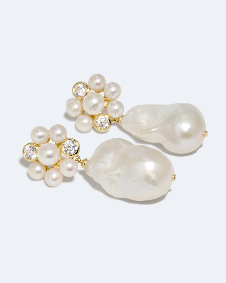 Lightdrops - Pearl and Zirconia Recycled Gold Vermeil Earrings