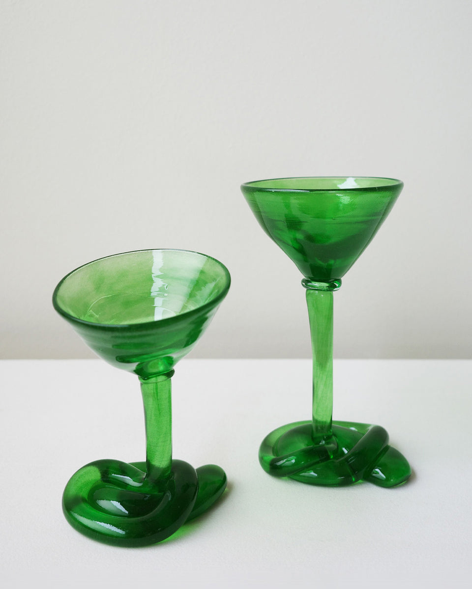 Thaw - Recycled Martini Glass in Leaf Green