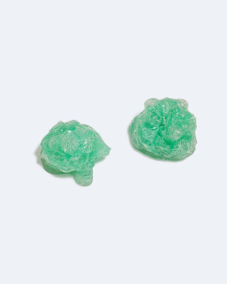 Rembourrage - Boucles d'oreilles en bioplastique à bulles vert et vermeil doré