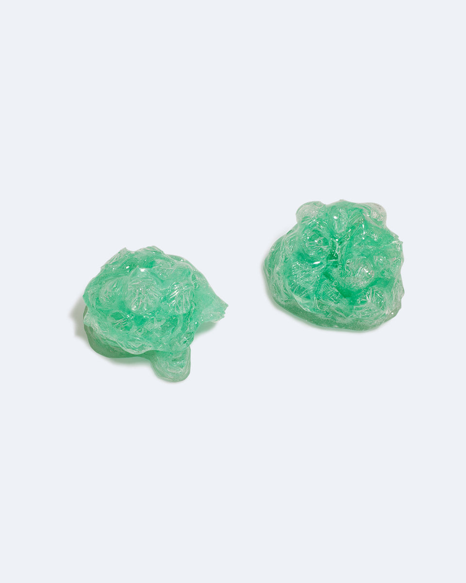 Padding - Green Bio Resin Bubble Wrap and Gold Vermeil Earrings