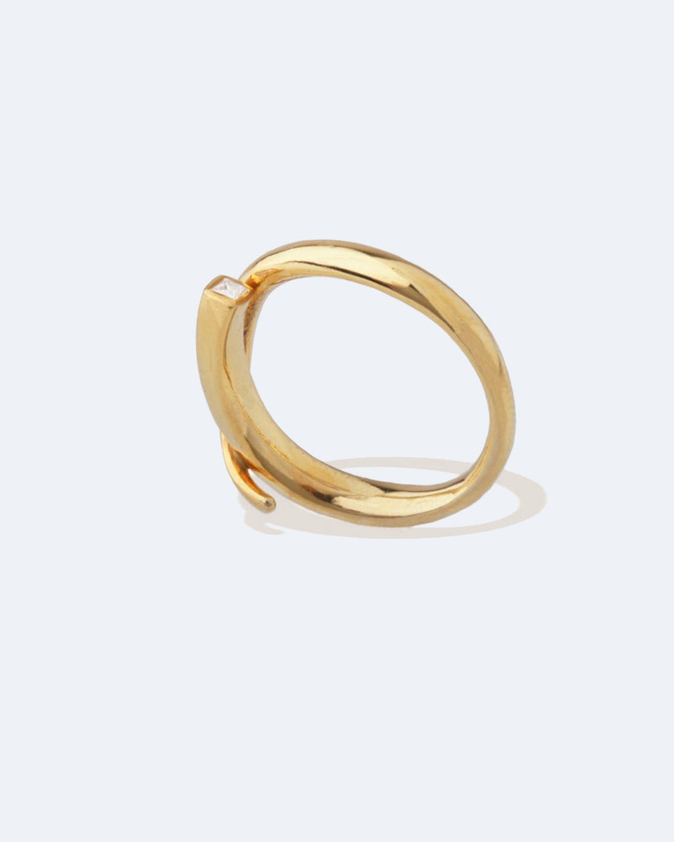 Une Rivière dans les Vallées - Bague en Or Jaune 18 Carats et Diamants