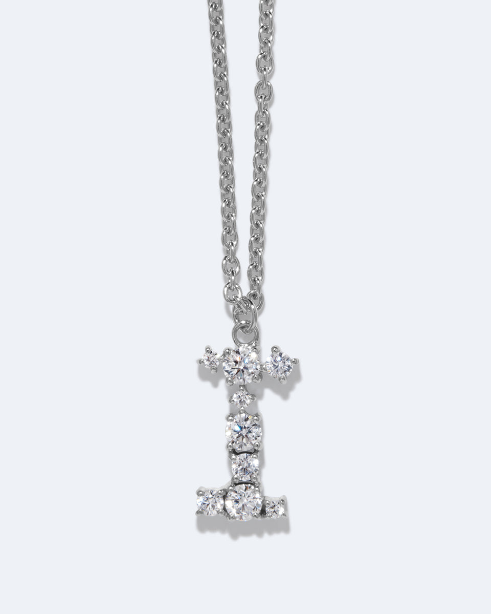 Glitchy I - Cubic Zirconia and Rhodium Plated Pendant