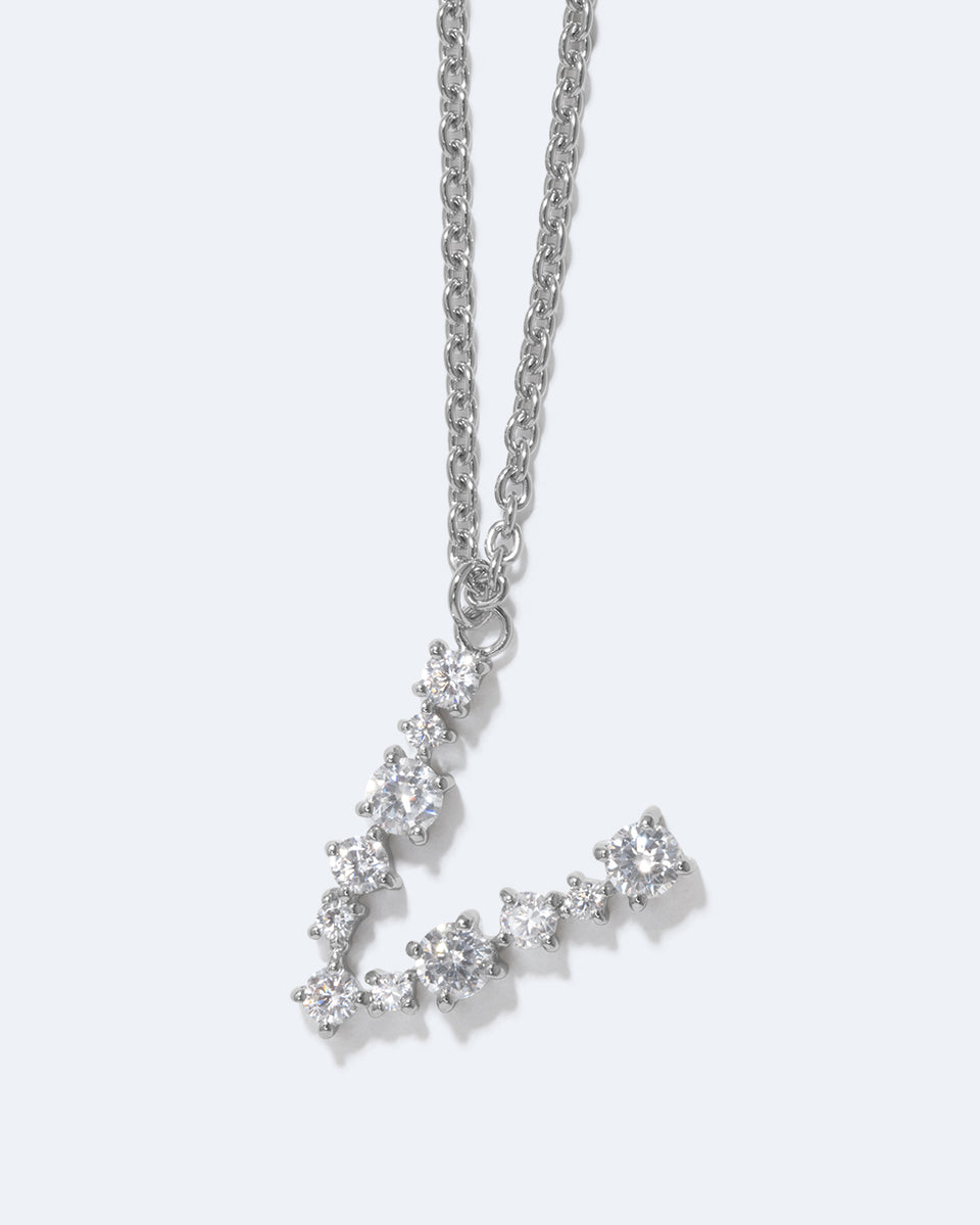Glitchy V - Cubic Zirconia and Rhodium Plated Pendant