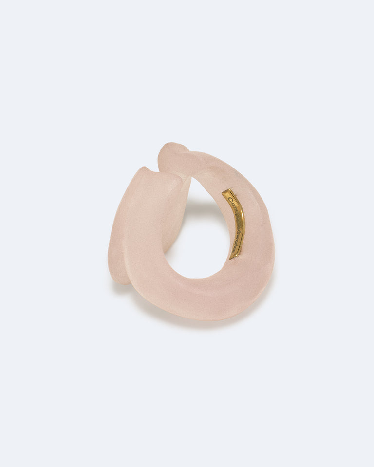 R2147 - Bracelet d'oreille en résine organique de quartz rose et vermeil or