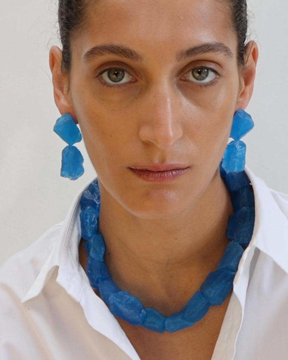 The Iceberg's Other Half - Blue Resin and Recycled Silver Earrings