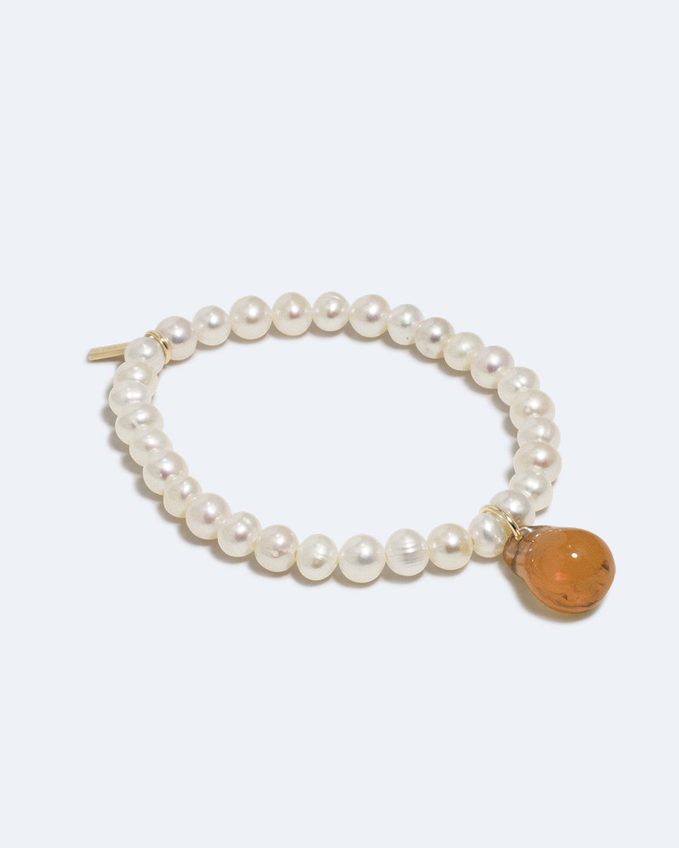 P112 - Bracelet en Vermeil d'Or Recyclé avec Perles et Résine Bio Écaille de Tortue