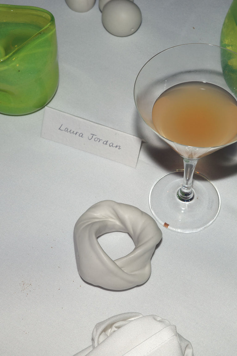 Dishrags - Set of 2 Ceramic Napkin Rings in Matte White