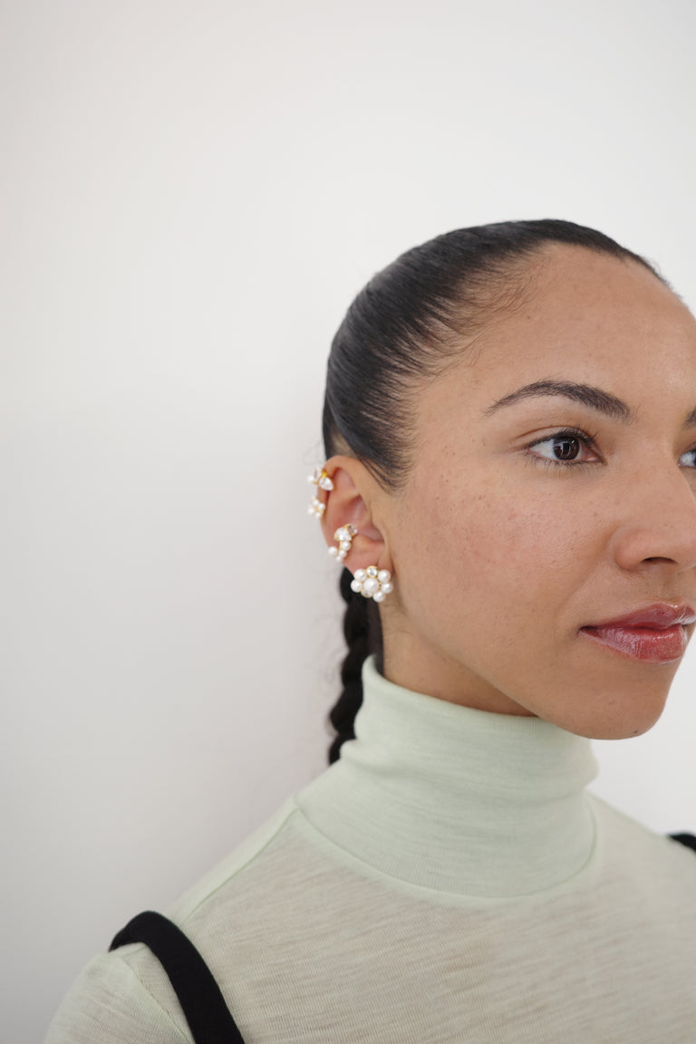 Chasing Shadows III - Pearl and Zirconia Gold Vermeil Ear Cuff