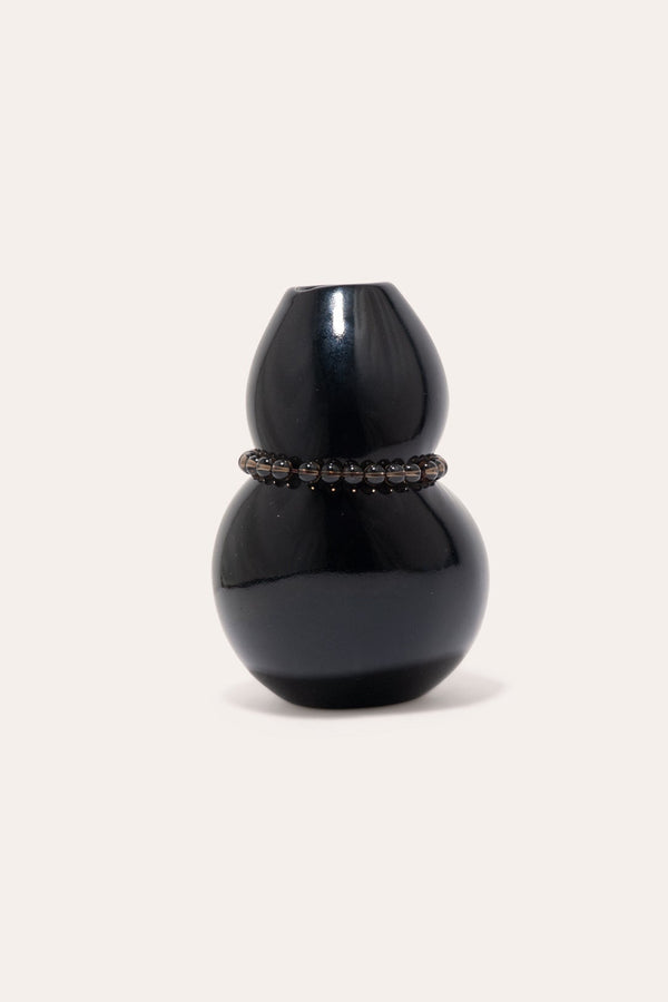 Squeezed - Petit vase en noir lustré avec onyx noir