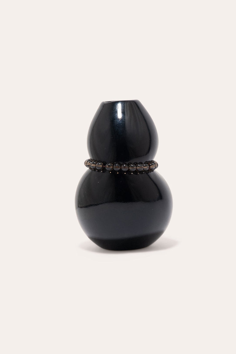 Squeezed - Petit vase en noir lustré avec onyx noir