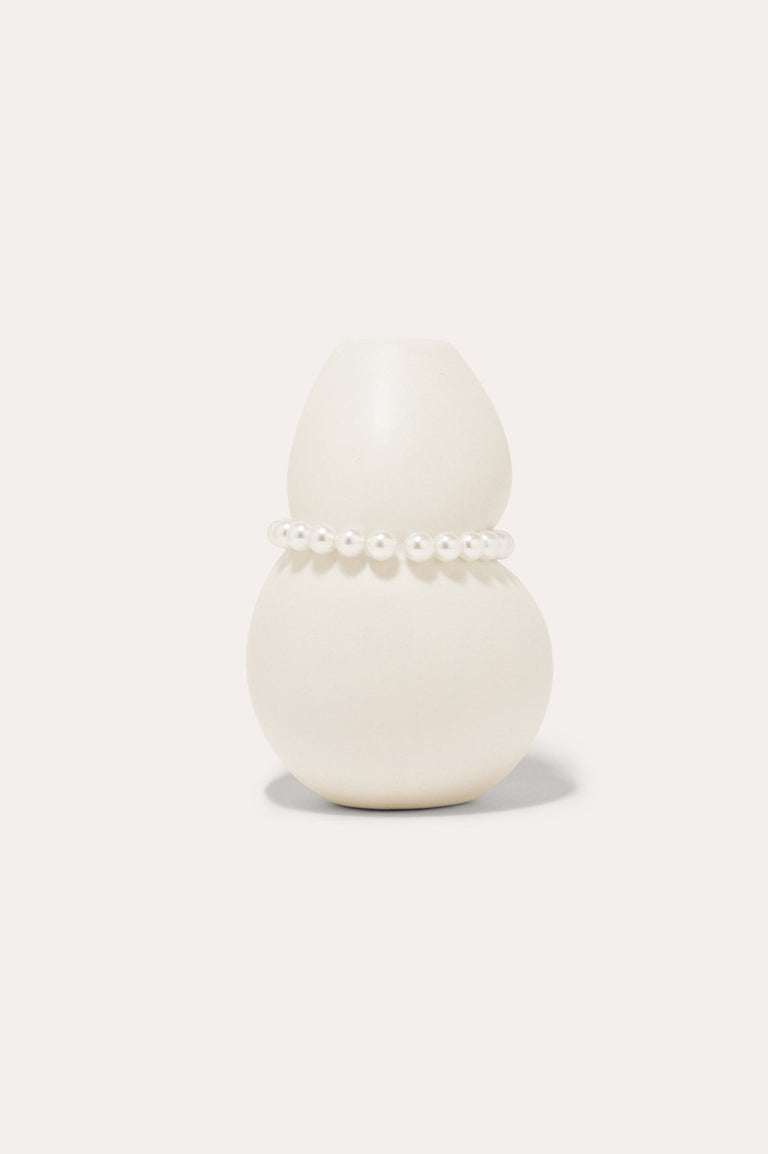Squeezed - Petit vase blanc mat avec fausses perles