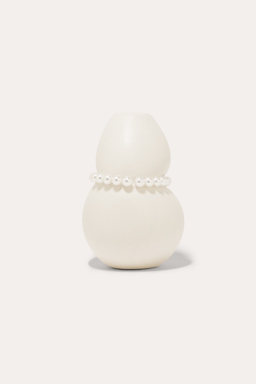 Squeezed - Small Vase in Matte White w/ Faux Pearls | Completedworks