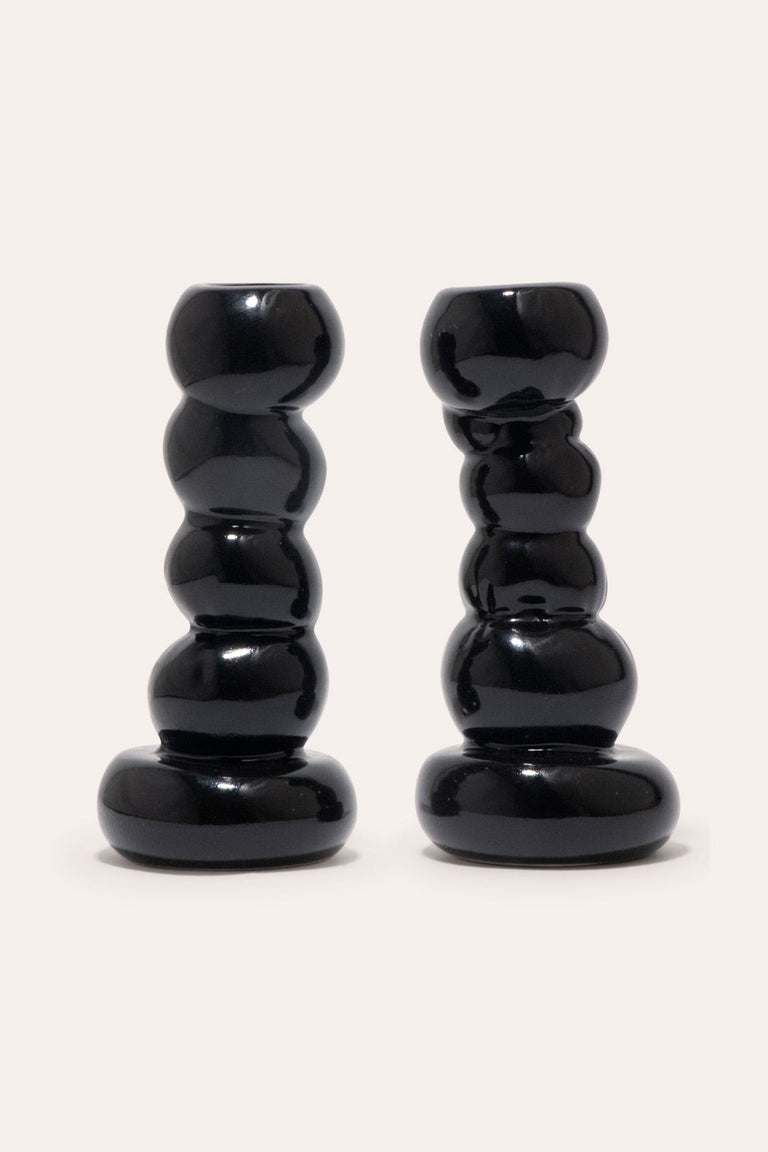 Misfits - Set of 2 Candlesticks in Gloss Black
