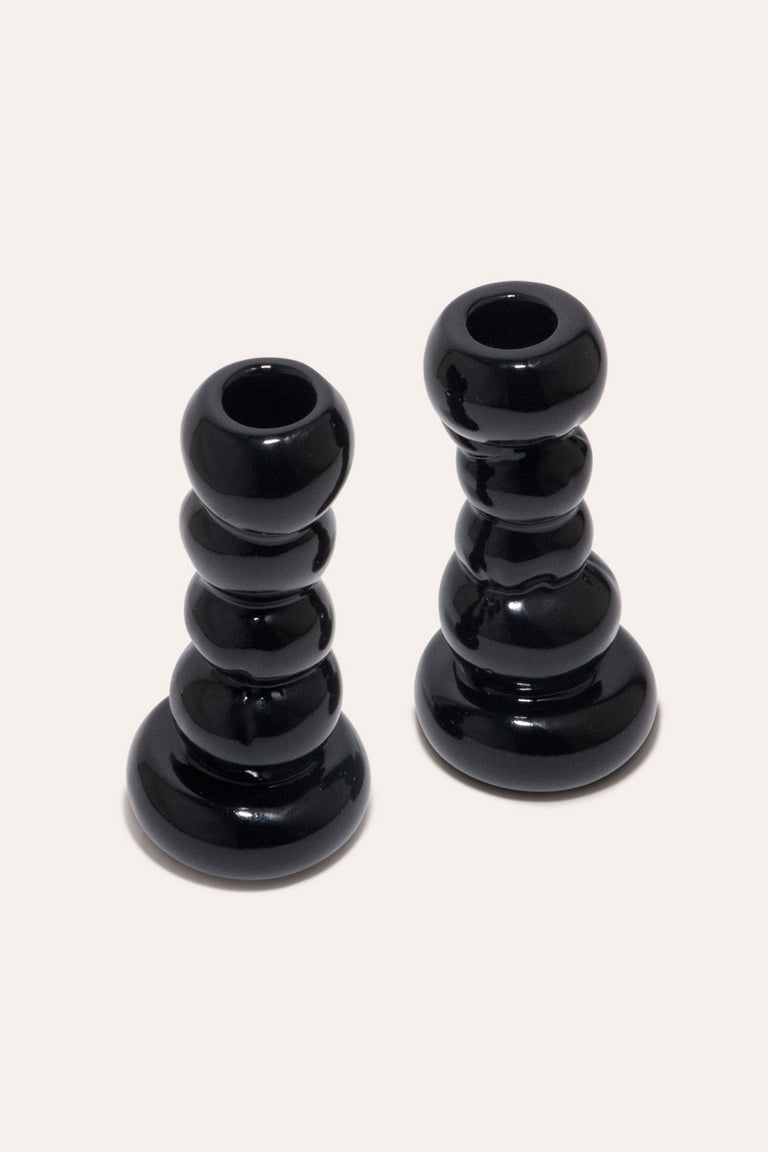 Misfits - Set of 2 Candlesticks in Gloss Black