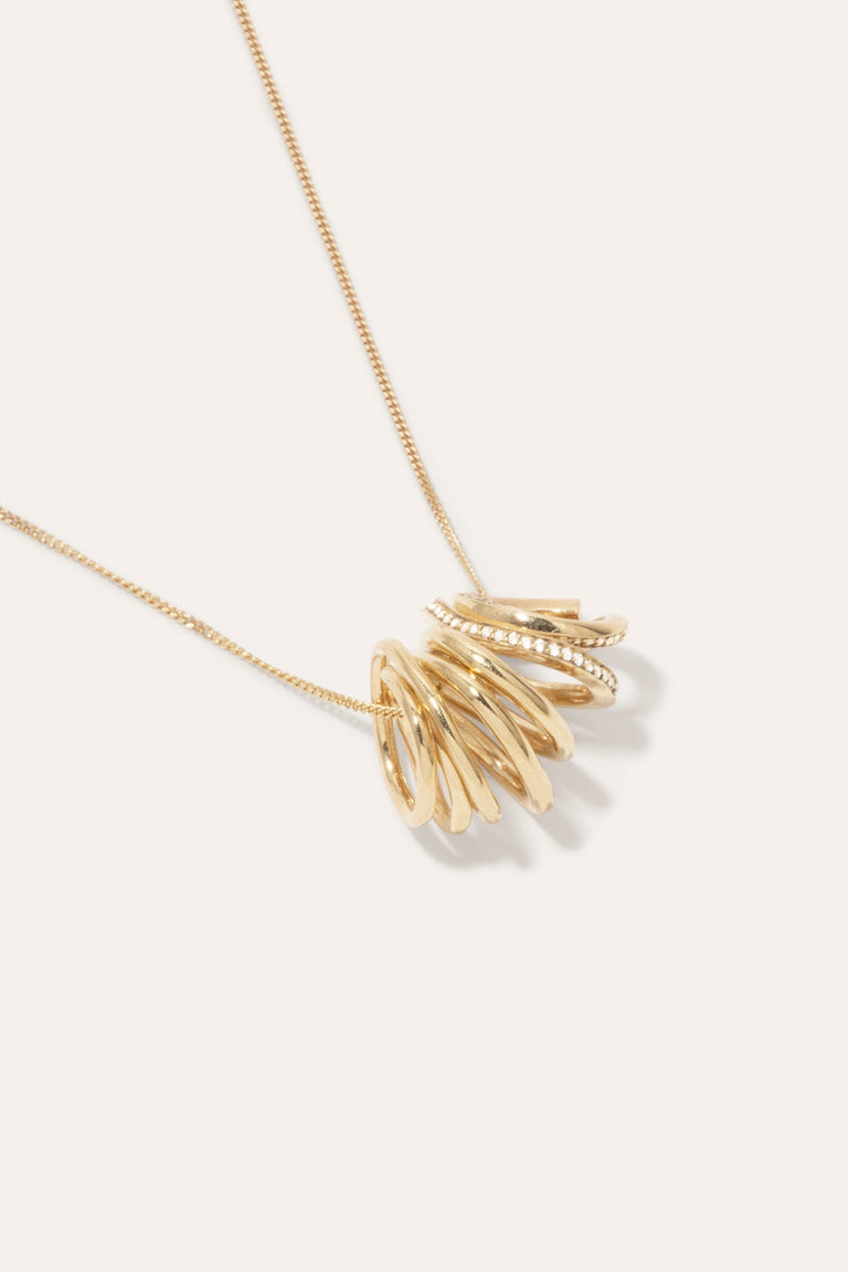 Running Against the Tide - White Topaz and Gold Plated Pendant