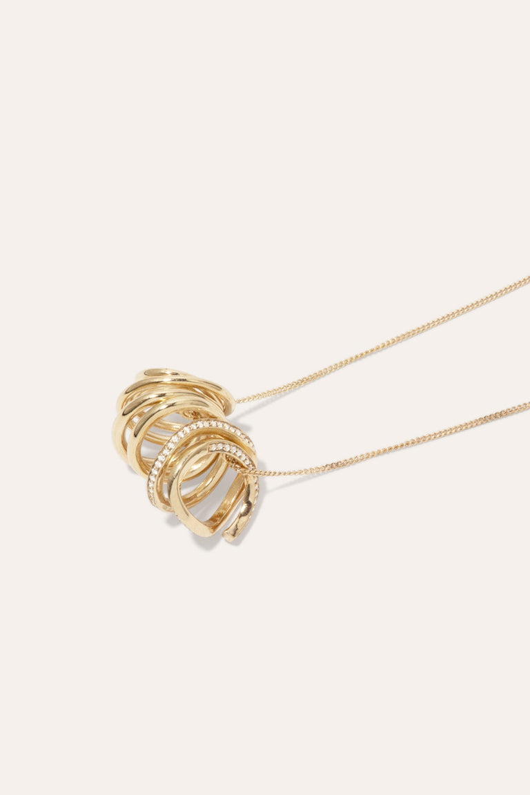 Running Against the Tide - White Topaz and Gold Plated Pendant