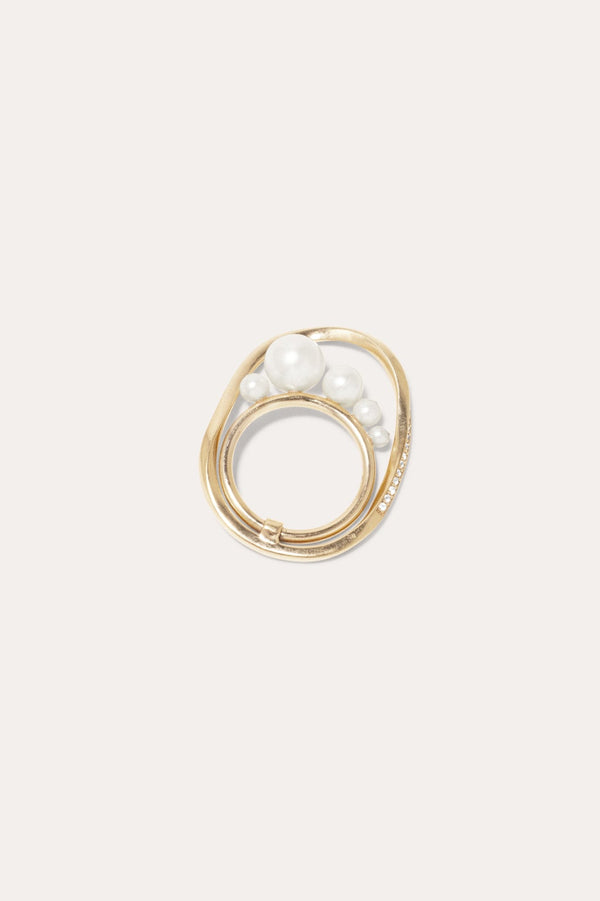 Le travail ne vous rendra pas l'amour - Bague en vermeil or avec perle et topaze blanche