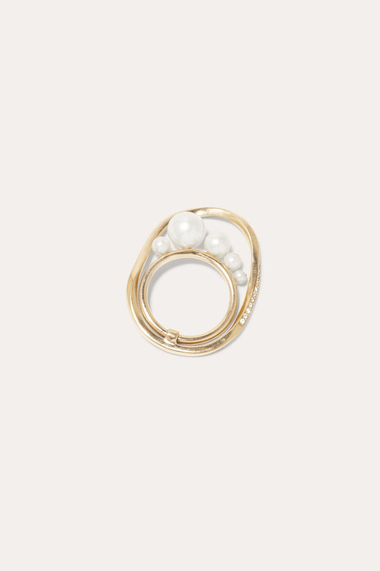 Le travail ne vous rendra pas l'amour - Bague en vermeil or avec perle et topaze blanche