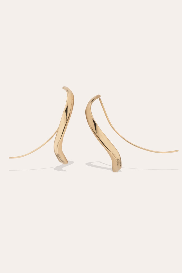 A Sudden Gust of Wind - 18 Carat Yellow Gold and Diamond Earrings