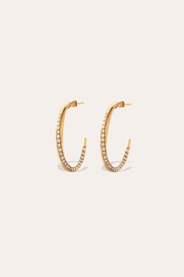 The Phases of the Moon - 18 Carat Yellow Gold and Diamond Hoop Earrings