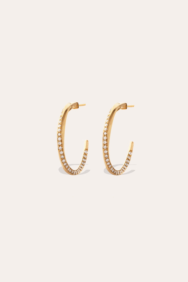 Les phases de la Lune - Boucles d'oreilles créoles en or jaune 18 carats et diamants