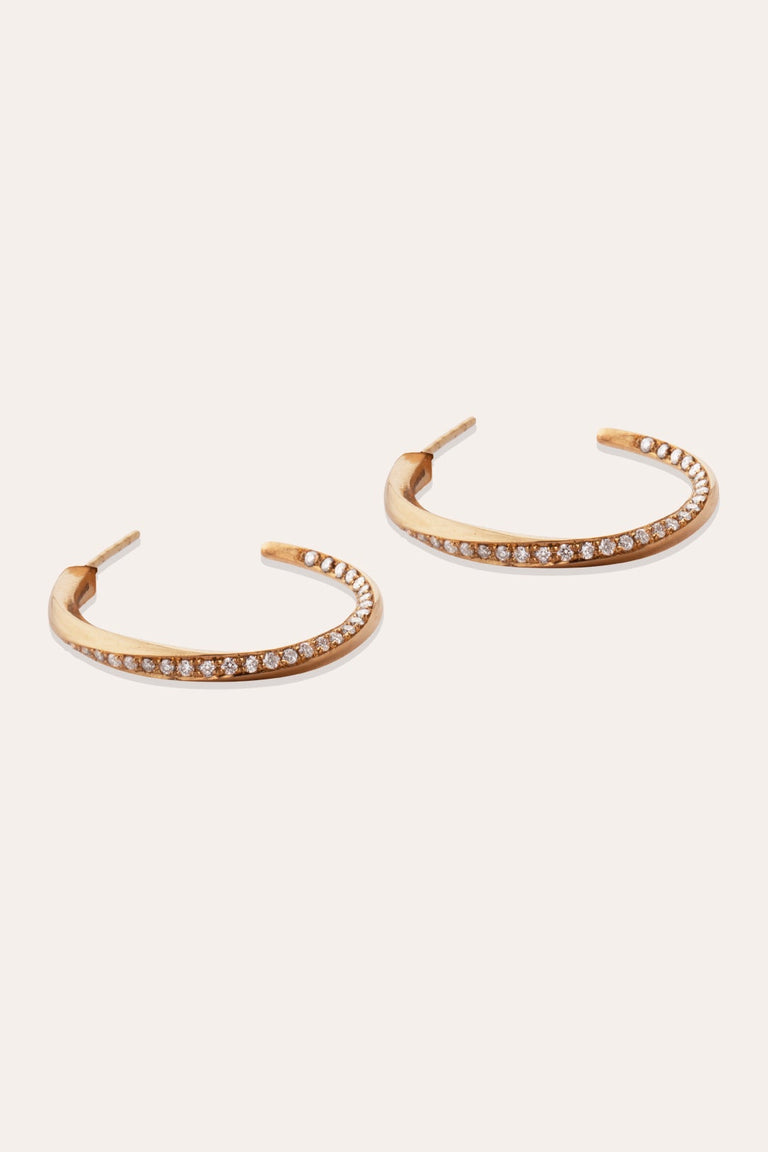 Les phases de la Lune - Boucles d'oreilles créoles en or jaune 18 carats et diamants