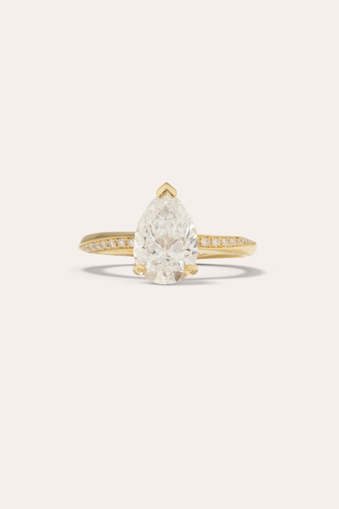 Phases Moon Solitaire 18 Carat Yellow Gold Pear Diamond Solitaire Engagement Ring