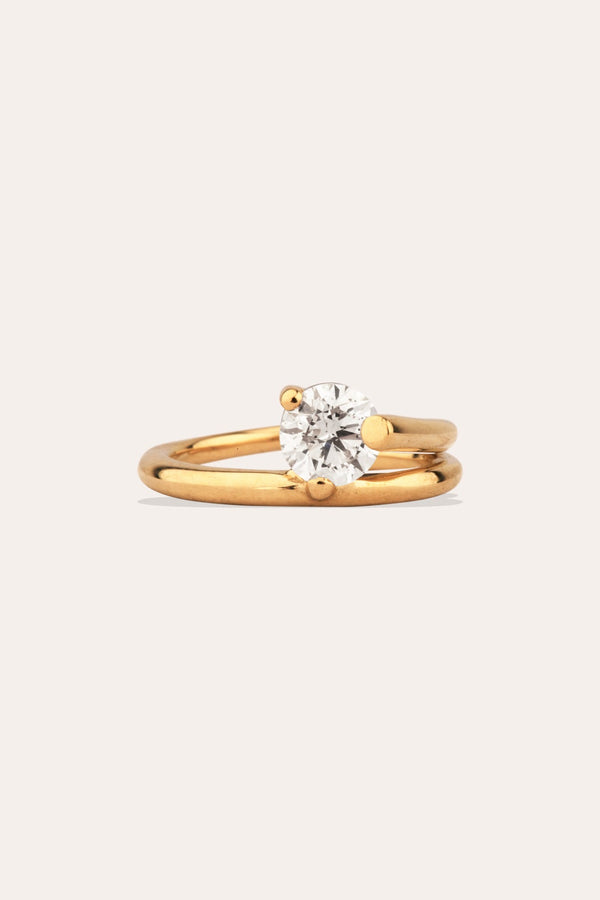 The Subverted Flower - 18 Carat White Gold Round Diamond Solitaire Engagement Ring