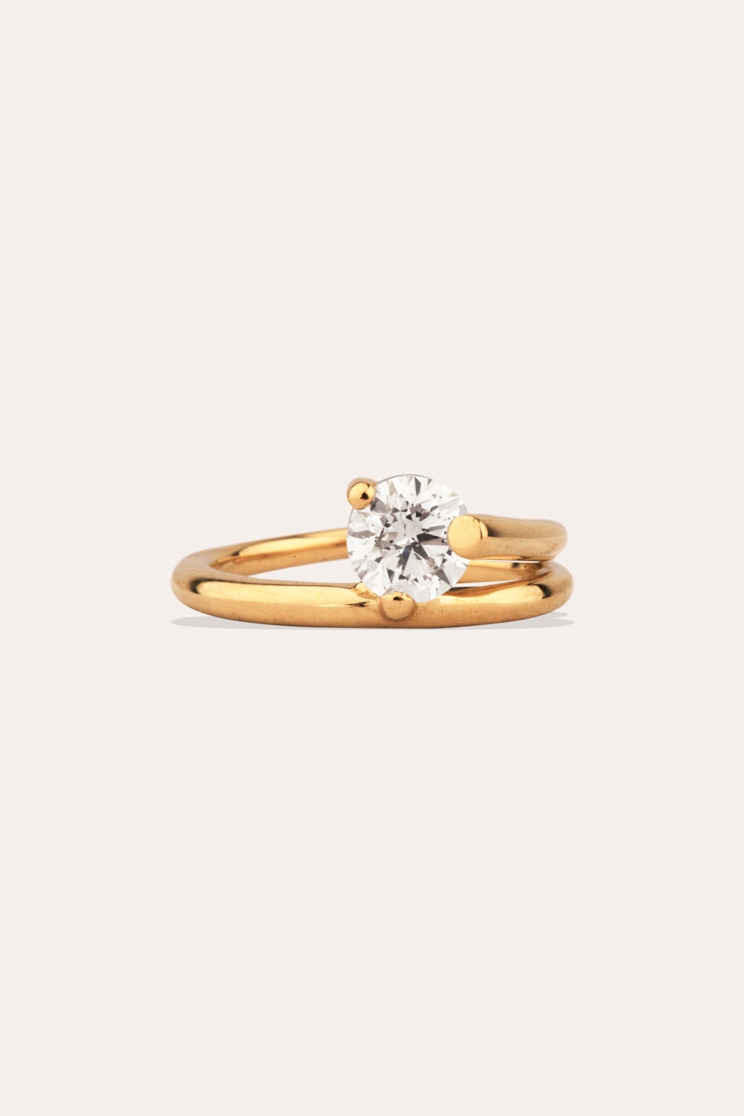 Subverted Flower 18 Carat White Gold Round Diamond Solitaire Engagement Ring