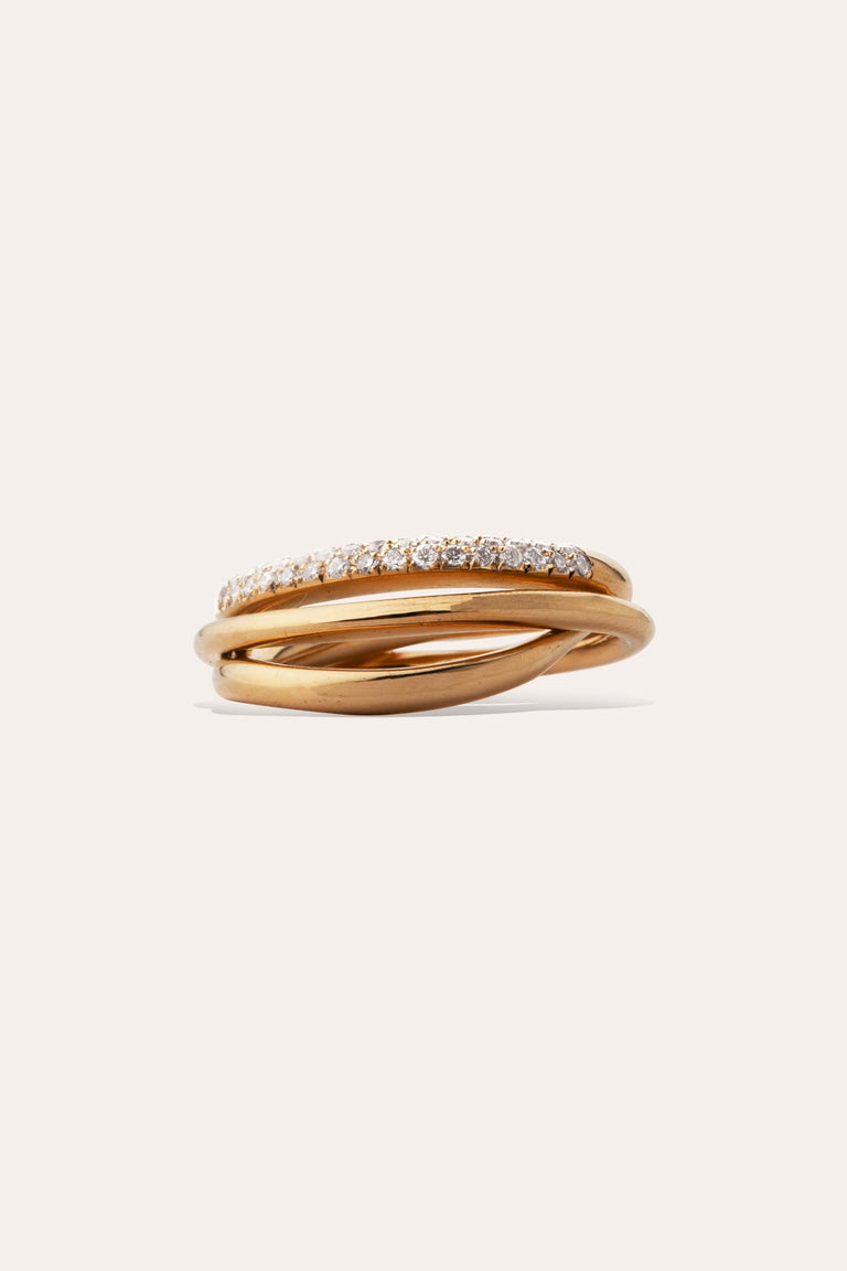 Surrounded Islands - 18ct Yellow Gold and Diamond Ring