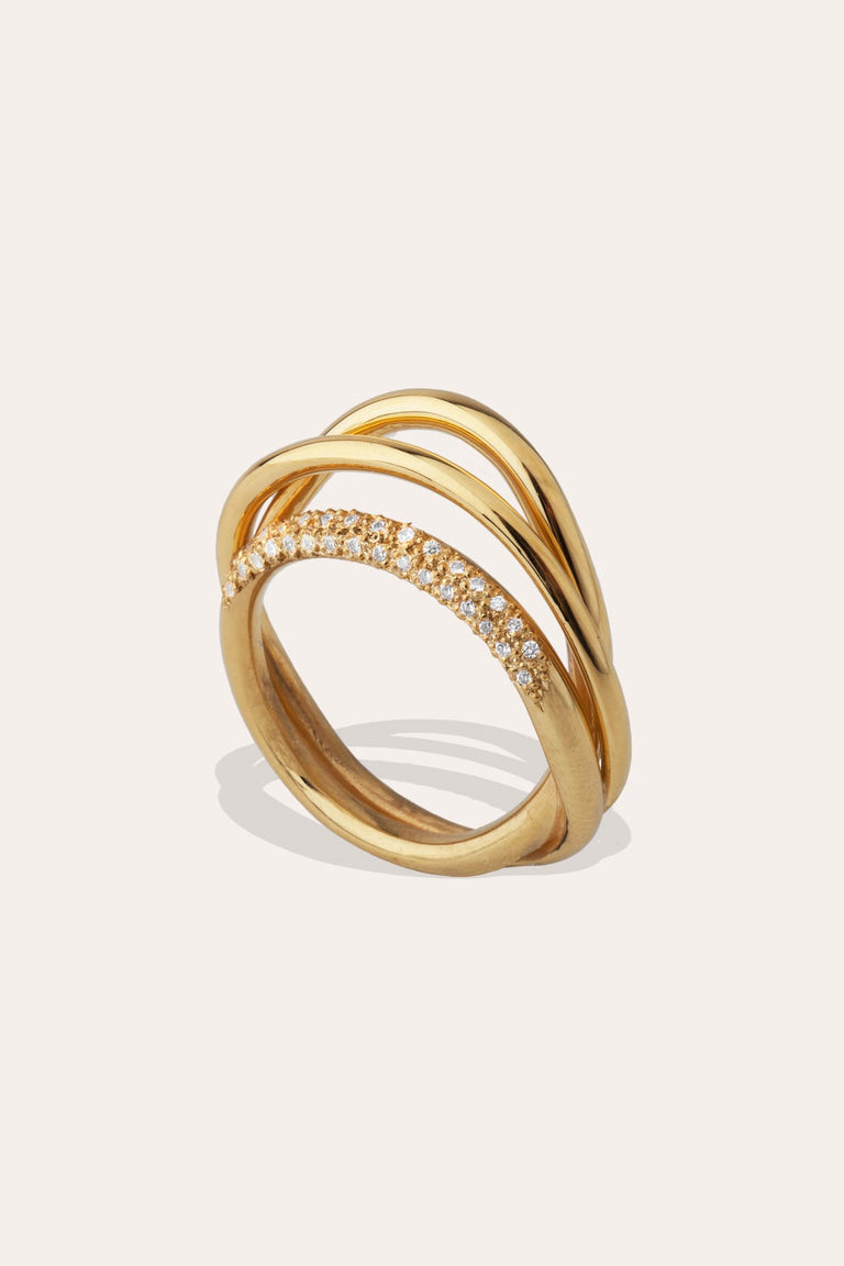 Iles Entourées - Bague en Or Jaune 18 carats et Diamants