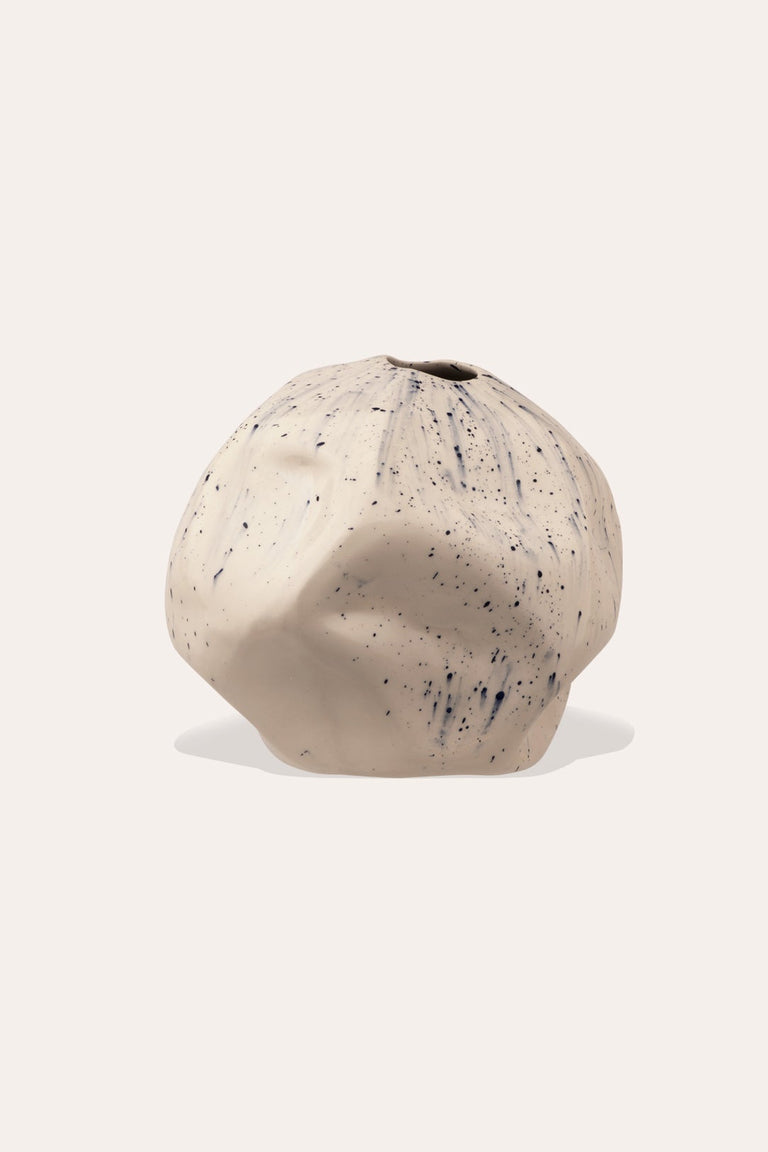 Silence of the Sea - Large Vessel in Gloss White w/ Blue Splashes