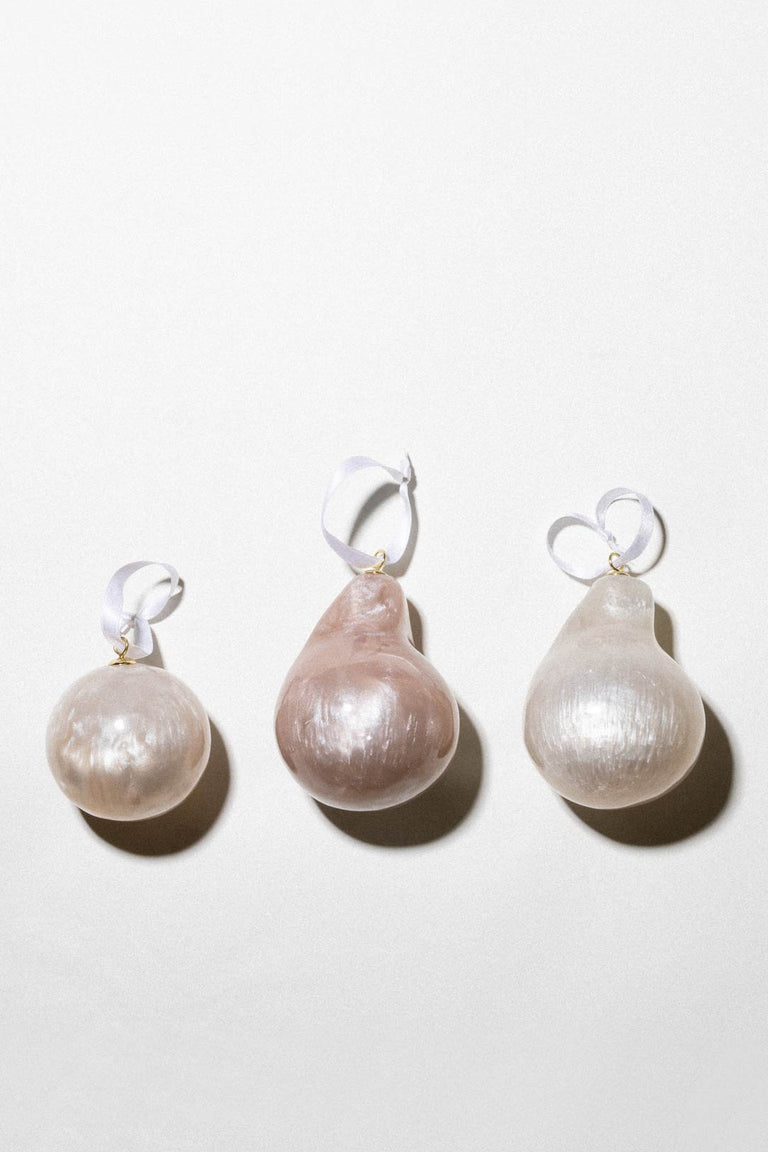 Husband Number Six? Tree Ornaments -  Set of 3 Bio Resin Baubles in White / Pink