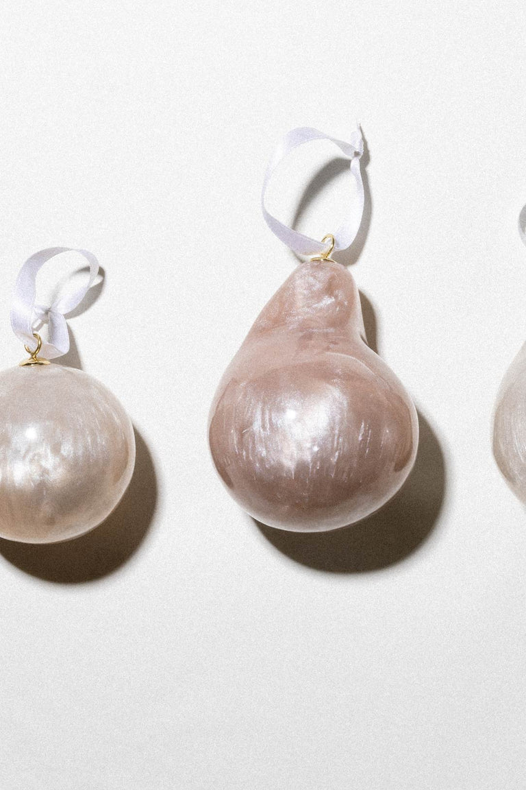 Husband Number Six? Tree Ornaments -  Set of 3 Bio Resin Baubles in Pearlescent White/Pink