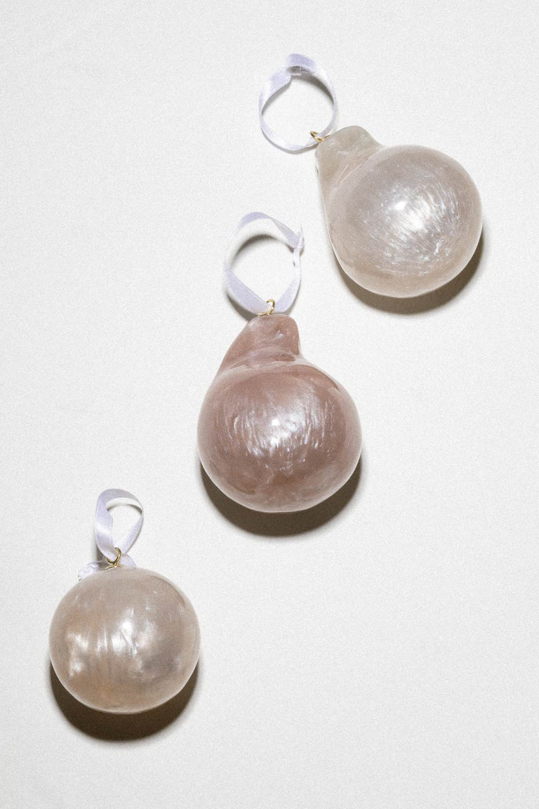 Husband Number Six? Tree Ornaments -  Set of 3 Bio Resin Baubles in White / Pink