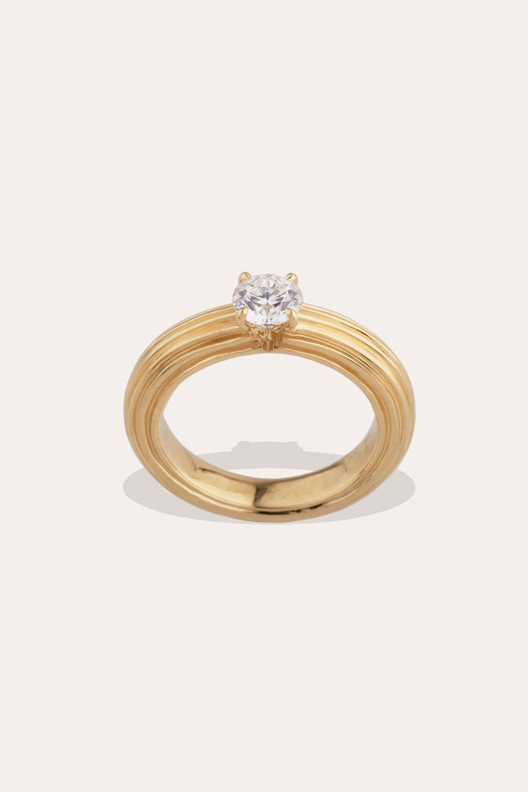 Pillar - 18 Carat Yellow Gold Round Diamond Solitaire Engagement Ring